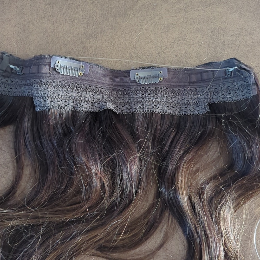 Sunny Halo Clip-In Hair Extensions - Natural Brown Shade Real Hair - Picture 2 of 8